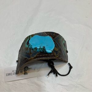 The Jewelry Junkie Leather Cuff Turquoise Slab Bracelet New